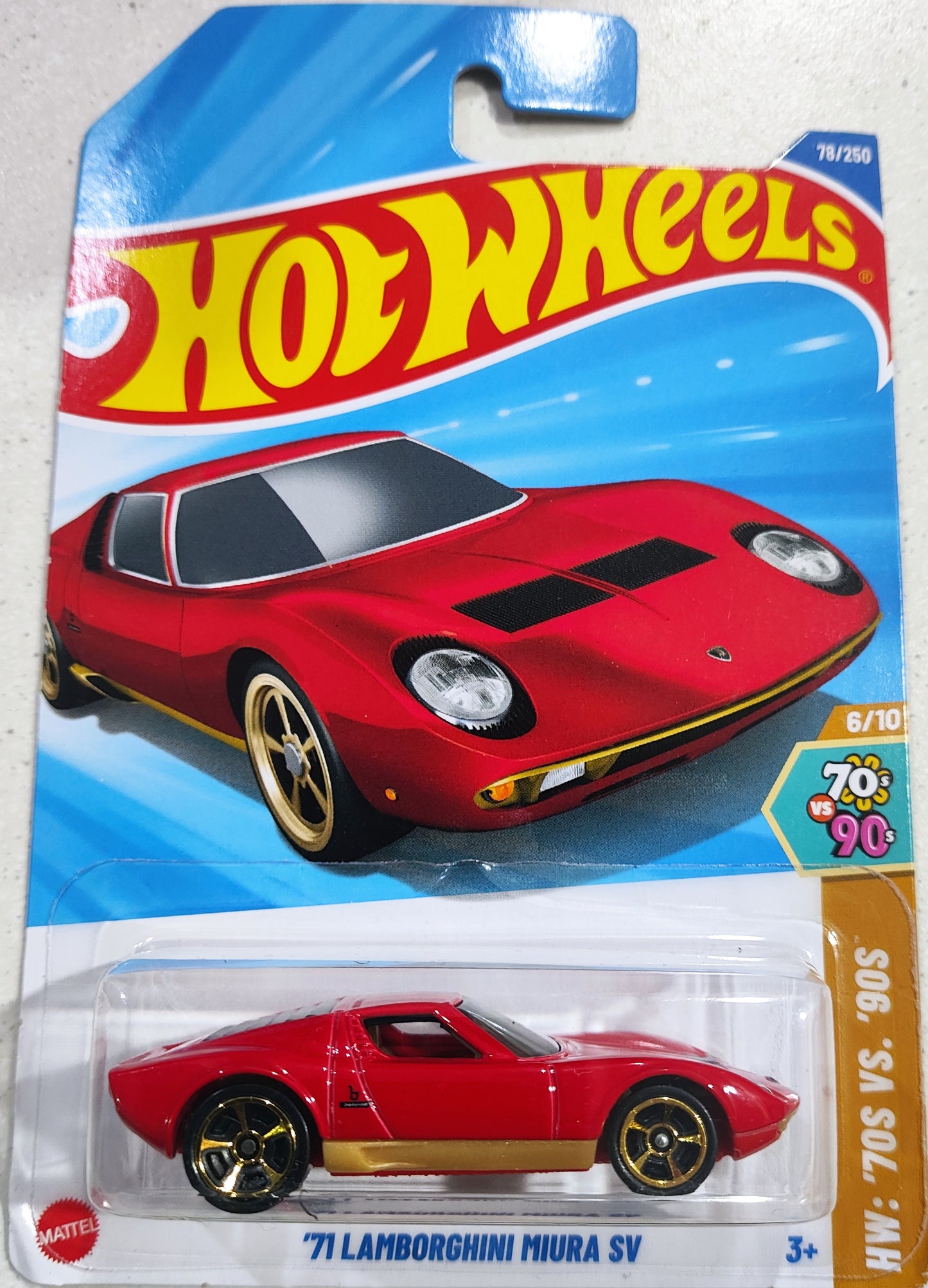 2025 Hot Wheels 71 Lamborghini Miura SV #6/10  Red #78/250 HW 70s vs 90s collection